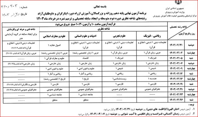 آزمون نهایی خرداد2