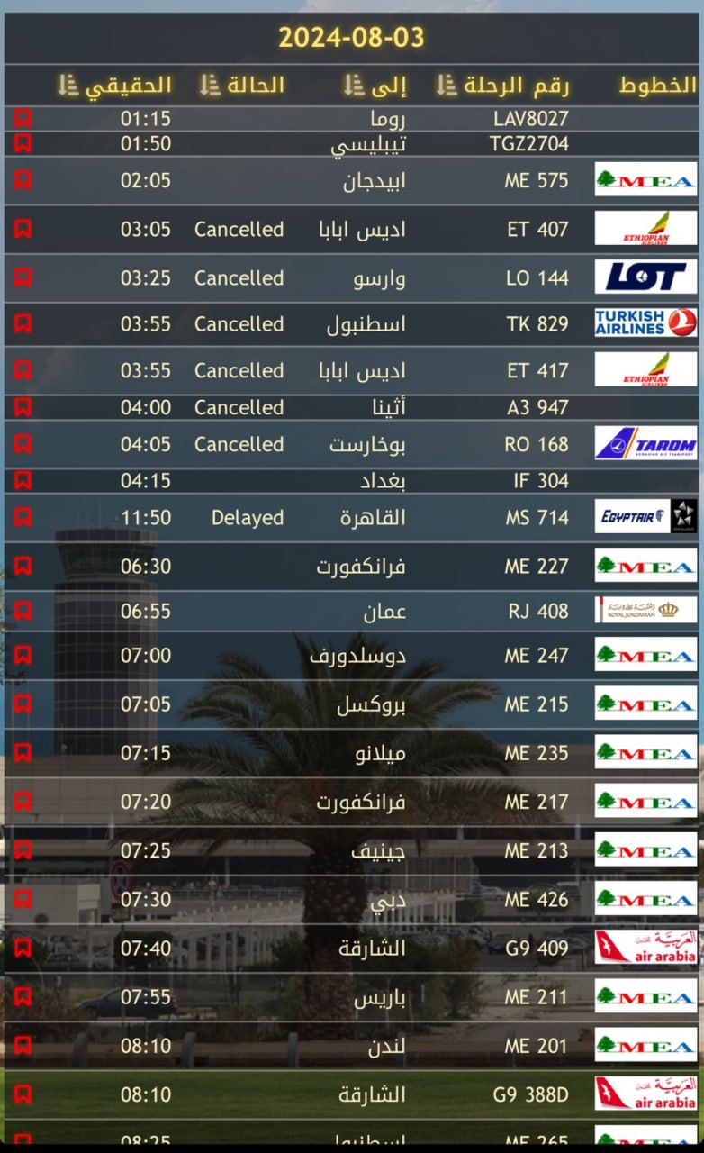 پروازهای بیروت