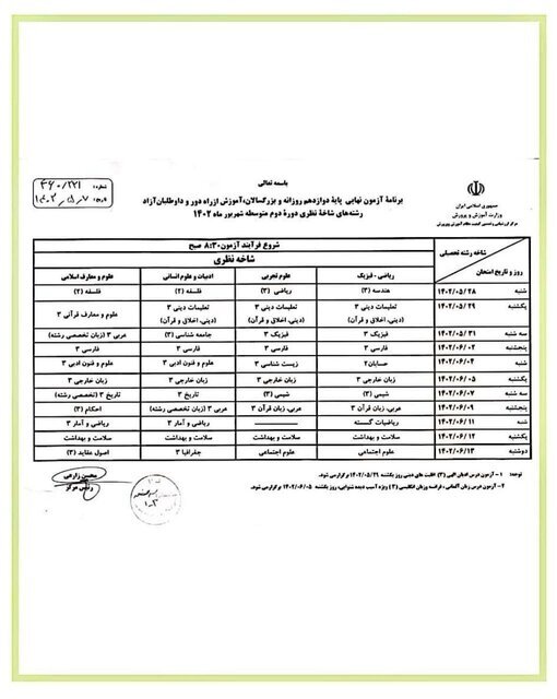 اطلاعیه مهم آموزش و پرورش درباره امتحانات نهایی 2