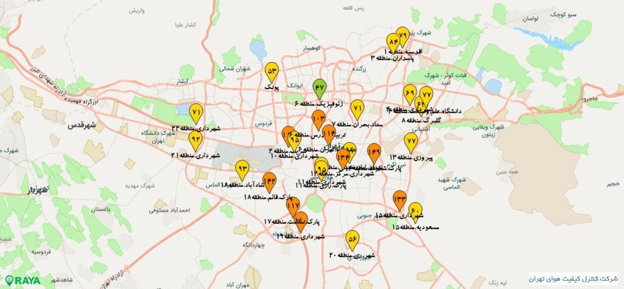 کیفیت هوای تهران در چهارمین روز از سال نو