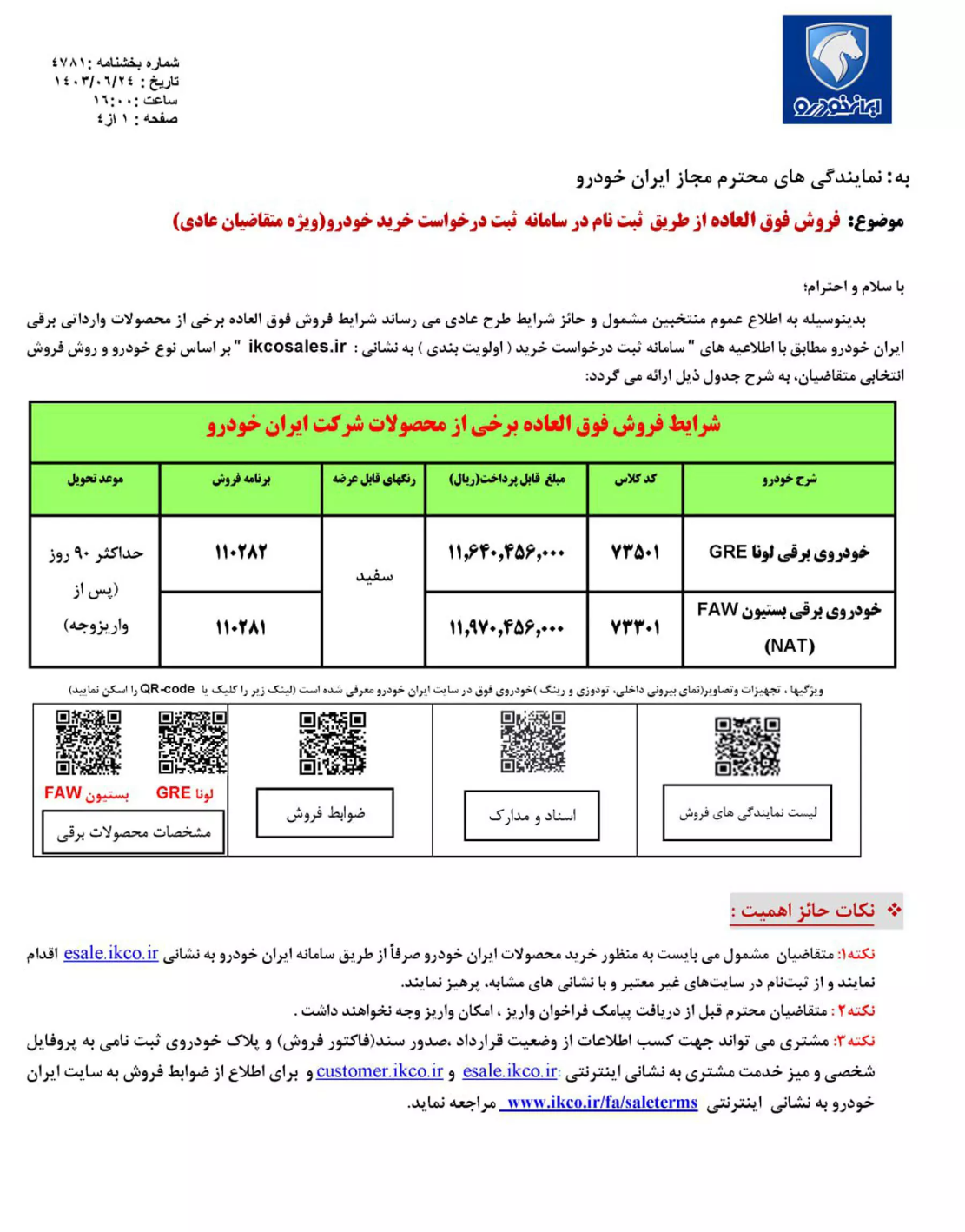 خودروی برقی فروش فوق العاده