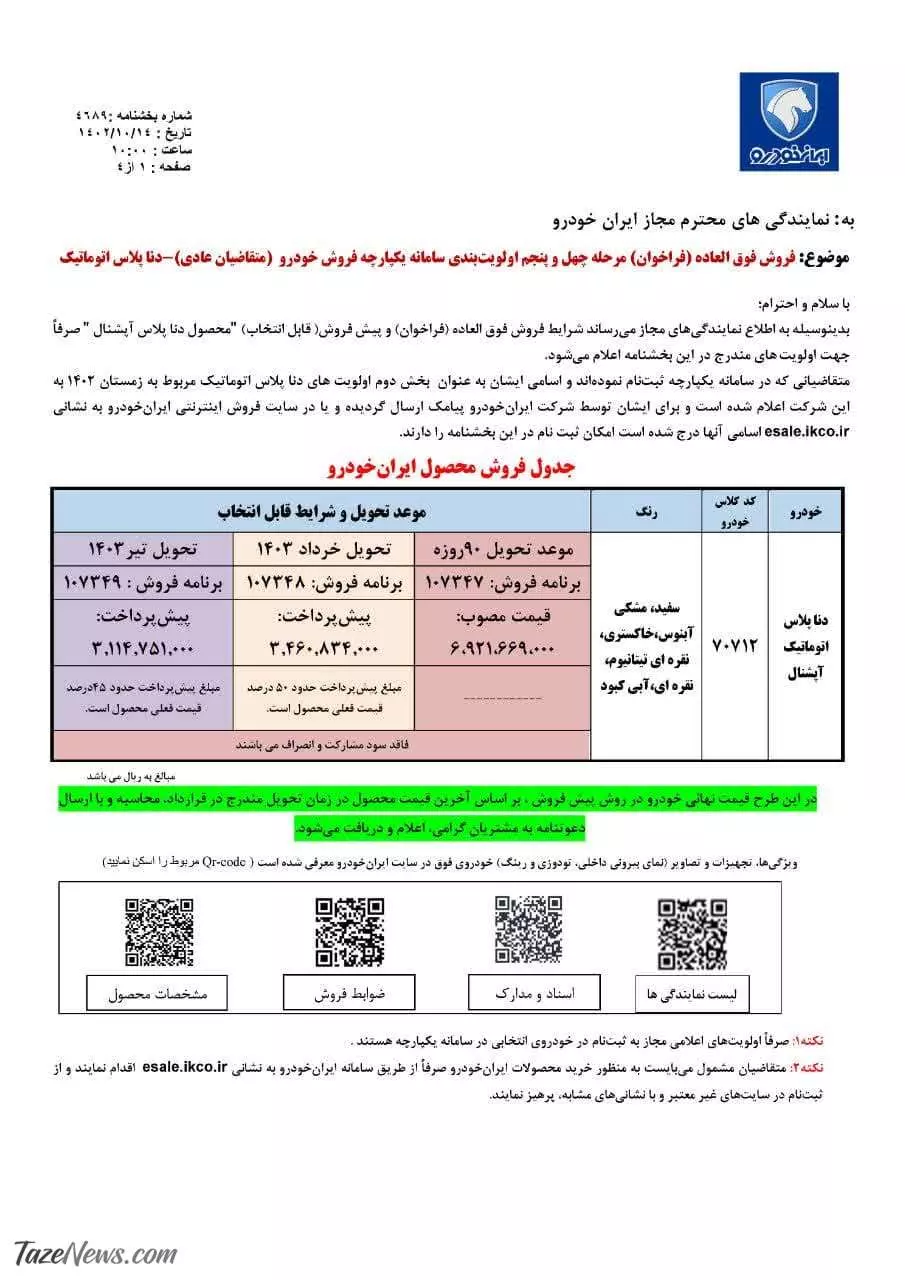 فروش فوق العاده ایران خودرو ویژه دی 1402 آغاز شد + جدول قیمت و زمان تحویل 2