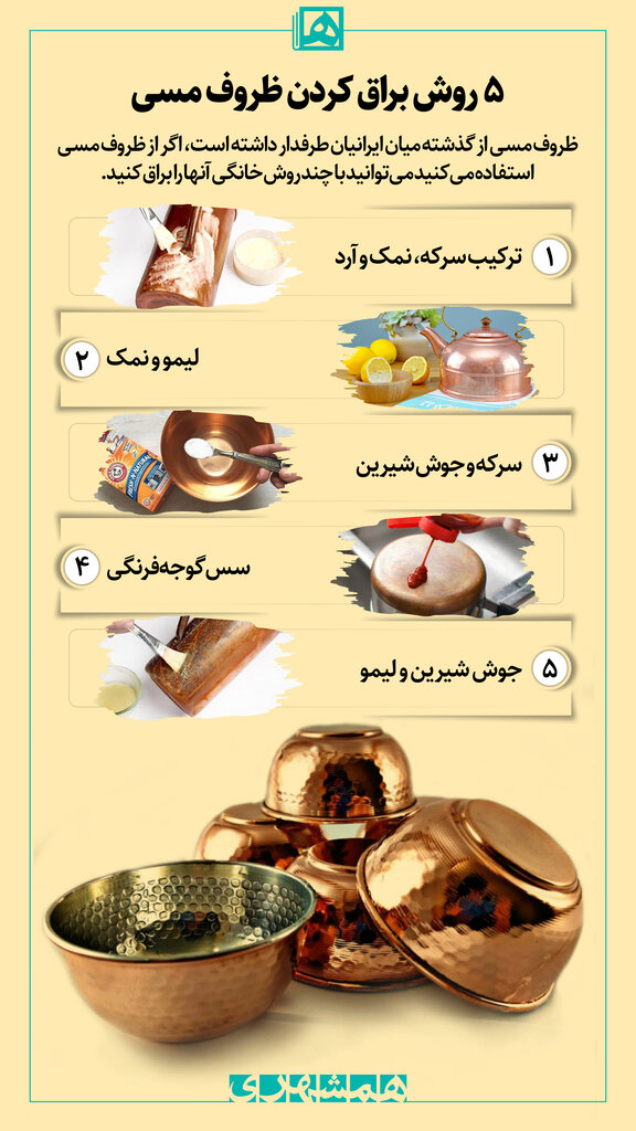 اینفوگرافیک | چگونه ظروف مسی را براق کنیم؟ 2