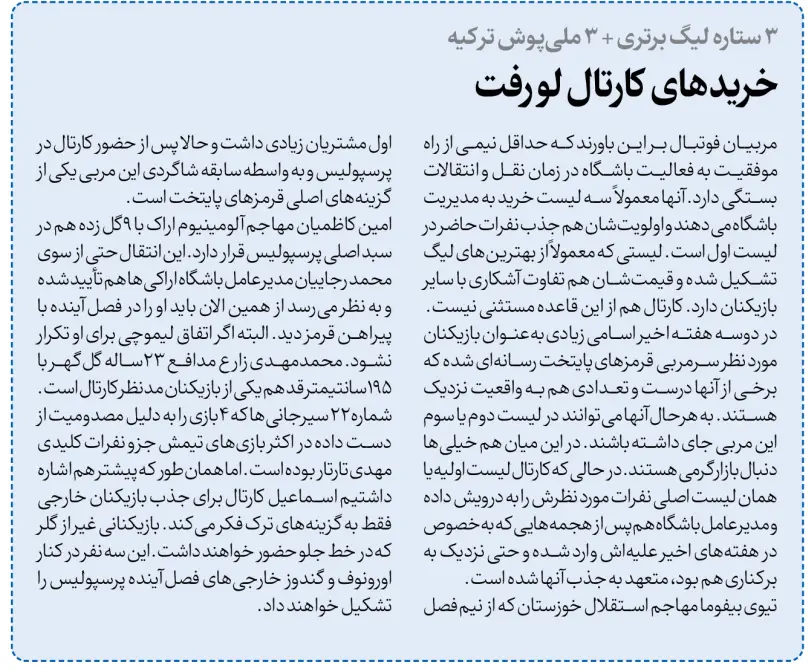 لیست خرید پرسپولیس