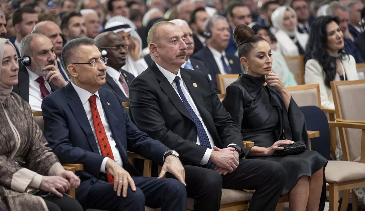 علی‌اف و همسرش در  مراسم سوگند اردوغان