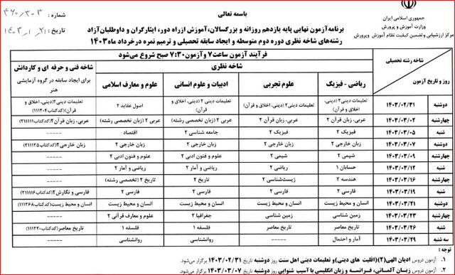 آزمون نهایی خرداد 3