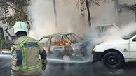 آتش‌سوزی هولناک یک خودرو پراید در شهرری