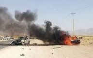 فوت ۶ سرنشین پژو پارس به علت تصادف و آتش گرفتن خودرو در فارس