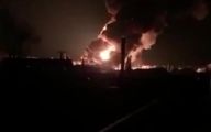 ببینید | اصابت موشک به یک مخزن نفت در نزدیکی کی‌یف