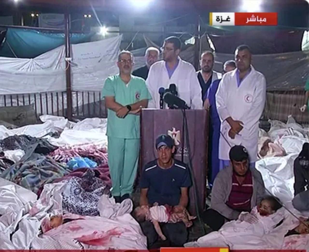 ویران کننده ترین  تصویر   از بمباران بیمارستان غزه / (حاوی تصاویر دلخراش )