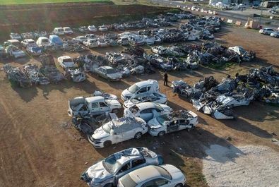 گورستان خودروهای نابود شده در زلزله ترکیه