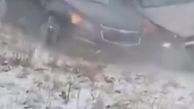تصادف وحشتناک ماشین‌های آمریکائی در بوران و برف!