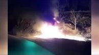  واژگونی و آتش‌سوزی خودروی پژو ۲۰۶ در پاوه |ویدئو