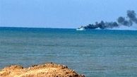 آتش گرفتن کشتی نیروی دریایی اسرائیل در دریا


