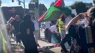 درگیری شدید حامیان فلسطین و اسرائیل در واشنگتن! + فیلم