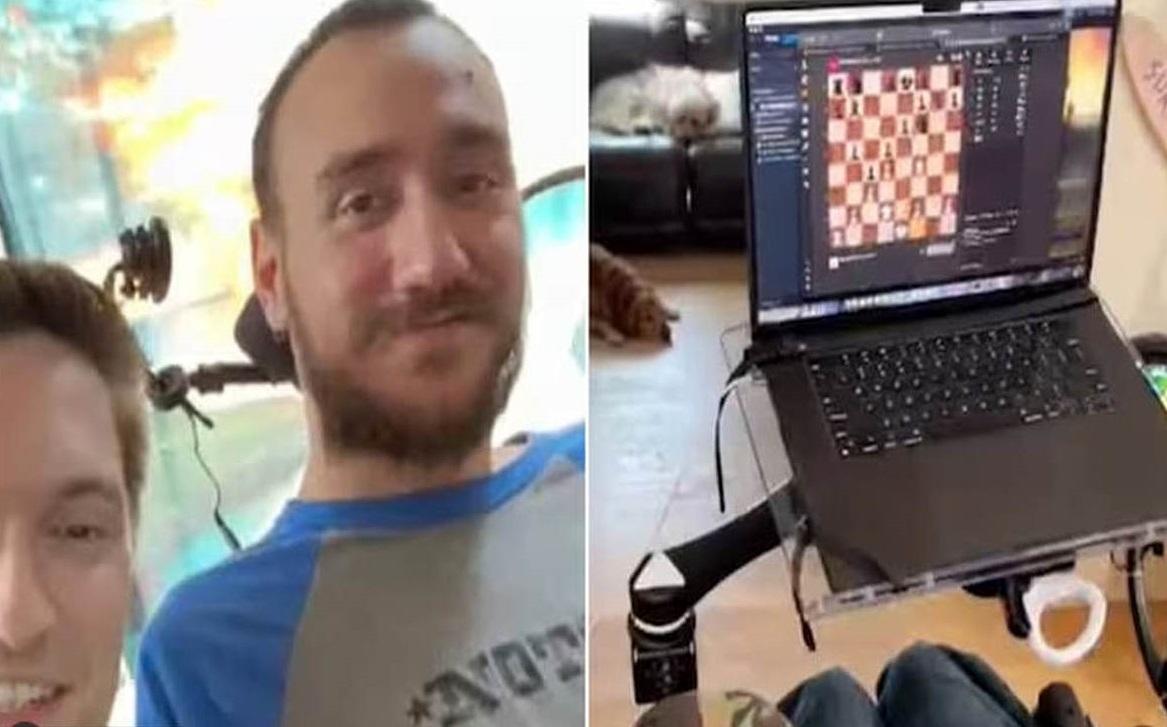 شطرنج بازی کردن مرد مبتلا به فلج چهار اندام به کمک تراشه مغزی ایلان ماسک + فیلم