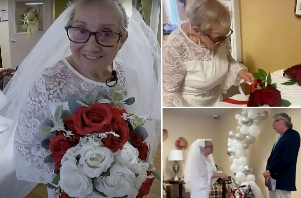 ازدواج عجیب پیرزن ۷۷ ساله با خودش