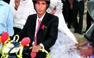 تصاویری از یک عروسی عجیب / عروس با موتور به خانه بخت رفت