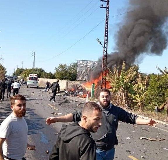 حمله هوایی اسرائیل به یک خودرو در لبنان+ عکس و فیلم