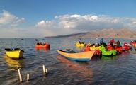 حال خوب دریاچه ارومیه با غوغای گردشگران؛ صف  دیدن دریاچه ارومیه پر آب | ببینید