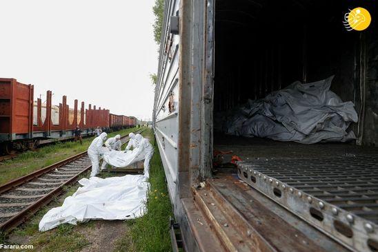 تصاویری از انتقال اجساد سربازان روسی با قطار