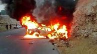 آتش گرفتن خودروی ۲۰۶ در ایلام+فیلم وحشتناک
