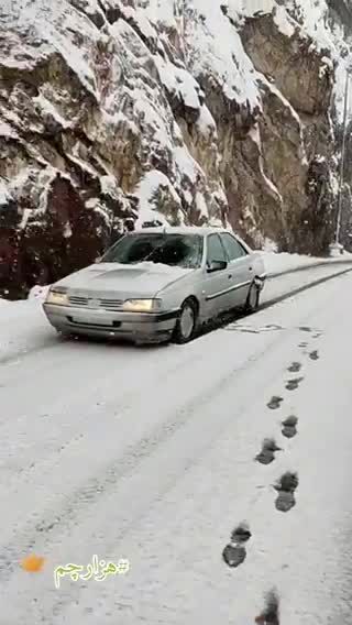 ویدئویی از بارش سنگین برف در جاده چالوس

