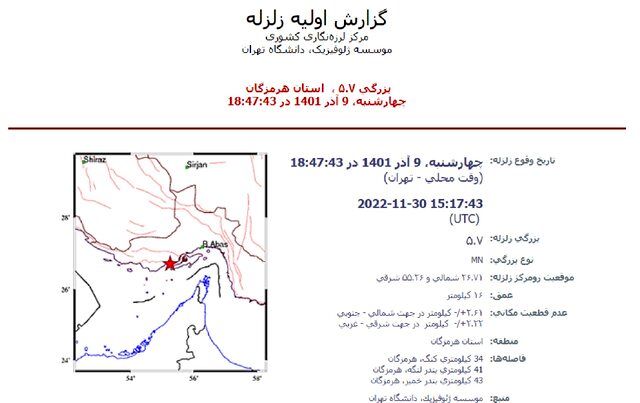 آخرین جزییات از زلزله در هرمزگان؛ چند نفر مصدوم شدند؟