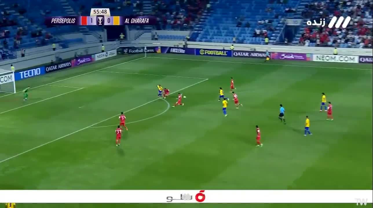 گل اول الغرافه به پرسپولیس در دقیقۀ ۵۶ + فیلم